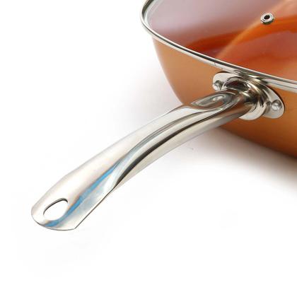 Imagem de Cerâmica antiaderente panela de cobre quadrado indução chef tampa de vidro fritar cesta rack de vapor 4 peças conjunto 9