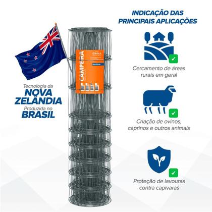 Imagem de Cerca Pronta Campeira de Arame Ovalado, Altura de 0,80m, Fios de aço 2,30mm, Malha 20x10cm, Rolo 50m