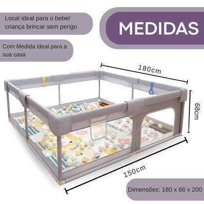 Imagem de Cercadinho Bebê Grande 180x150cm Chiqueirinho Infantil Cercado Proteção Segurança Portátil Criança