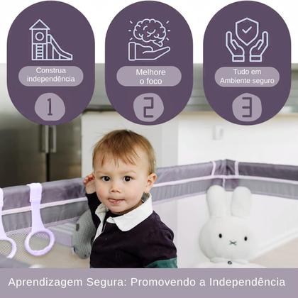 Imagem de Cercadinho Bebê Grande 180x150cm Chiqueirinho Infantil Cercado Proteção Segurança Portátil Criança