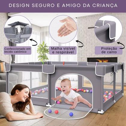 Imagem de Cercadinho Bebê Grande 180x150cm Chiqueirinho Infantil Cercado Proteção Segurança Portátil Criança