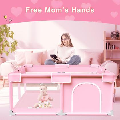 Imagem de Cercadinho de Bebê Jaobeem Pink Little Princess 127x127cm - Uso Interno e Externo