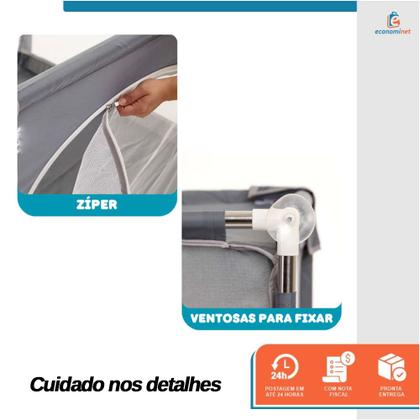 Imagem de Cercadinho Infantil Cercado Grande Chiqueirinho 180x150cm Proteção Bebê Criança Seguro Desmontável Portátil Cinza