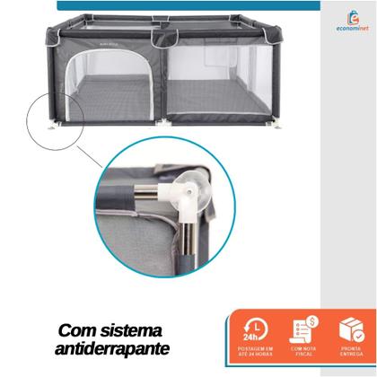 Imagem de Cercadinho Infantil Cercado Grande Chiqueirinho 180x150cm Proteção Bebê Criança Seguro Desmontável Portátil Cinza