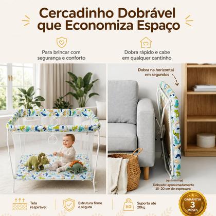 Imagem de Cercadinho Infantil Dobrável Portátil com Tela de Proteção até 20kg Square