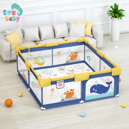 Imagem de Cercadinho Infantil Para Bebe Criança Neném Segurança Diversão Colorido Temático Animais Marinhos Piscina De Bolinhas