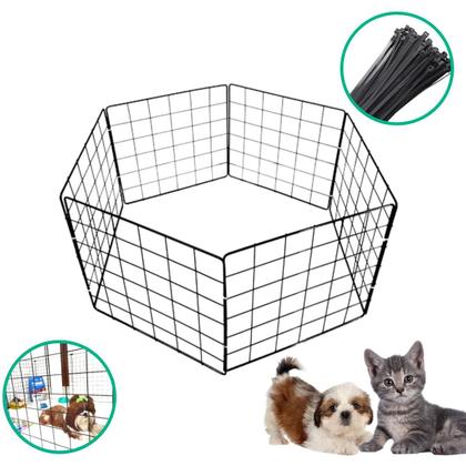 Imagem de Cercadinho Móvel 30x40cm 6 Telas Tela Aramada Gaiola Modular Pet Coelho Gato Cachorro Portátil