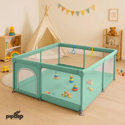 Imagem de Cercadinho Para Bebê Chiqueirinho Portátil 127x127x65cm Verde Pipdip