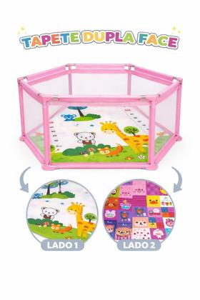 Imagem de Cercadinho para Bebê Dobrável Chiqueirinho Infantil Rister Baby Colorido com Tela Protetora Segurança Ideal para Casa ou Viagem Fácil Montagem