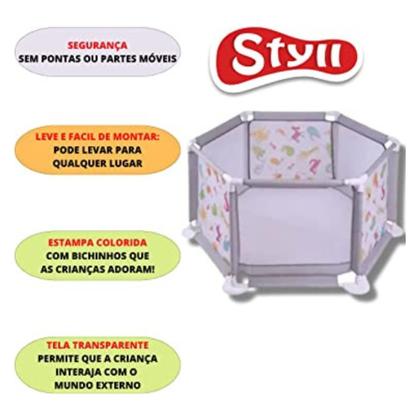 Imagem de Cercadinho Safari Baby Infantil com Tela Transpatente Styll