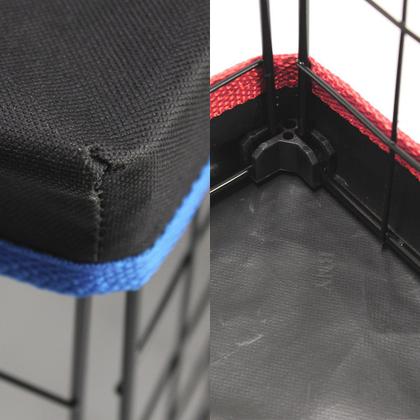 Imagem de Cercado 90x120x30 Cm Preto com Teto Tela 2,5x15cm Bandeja Nylon Azul