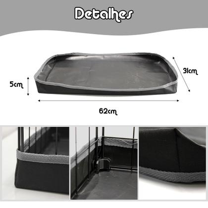 Imagem de Cercado Aramado 30x60cm Preto com Bandeja Higiênica Nylon Cinza