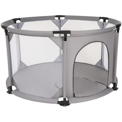 Imagem de Cercado Bebê ICI Kiddo Cinza Redondo Desmontável e Portátil