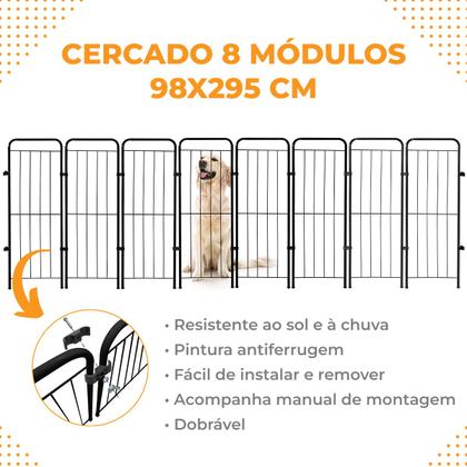 Imagem de Cercado Caes Pet Cachorro Grade Cerca 8 Módulos 98 cm Altura