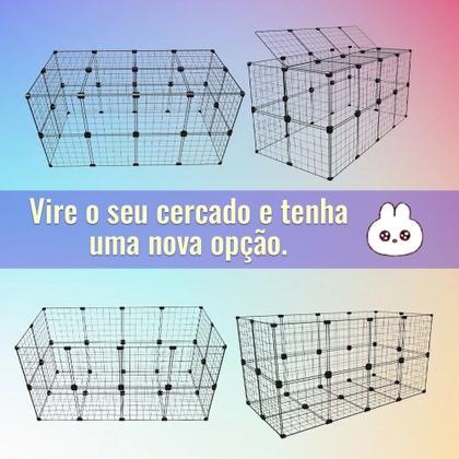 Imagem de Cercado Gaiola para Coelho Porquinho da Índia 60x120x60cm com Teto Preto Cachorro Pequeno Porte