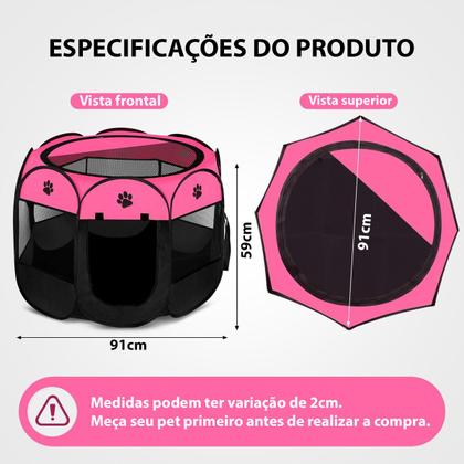 Imagem de Cercado Grande Casinha Pet Dobrável Portátil Cão Gato Rosa