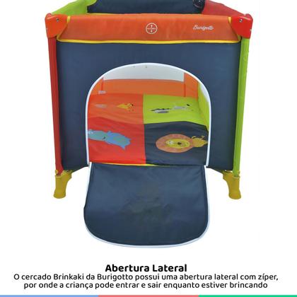 Imagem de Cercado Infantil Berço Bebê Até 15Kg Lados Telados Portátil e Mosquiteiro Brinkaki Colorido Burigotto