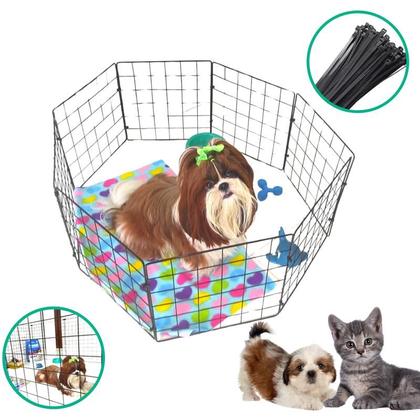 Imagem de Cercado Móvel Modular mimo 8 Telas Pet 30x30cm Gaiola Coelho Cão Gato Tela Aramada Porquinho