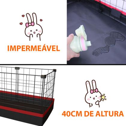 Imagem de Cercado para Porquinho da Índia 40x120x40cm Preto com Tapete Higiênico Impermeável Fácil de Limpar
