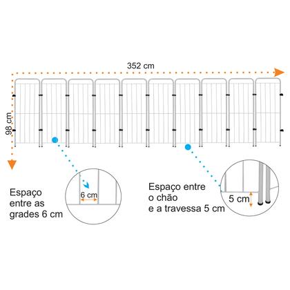 Imagem de Cercado Pet Dobrável Segurança Cão 359x98cm 10 Módulos Cachorro