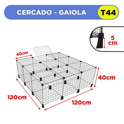 Imagem de Cercado Porquinho da Índia Mini Coelho 120x120x40cm Gaiola Fechada com Teto e Polionda para Forrar
