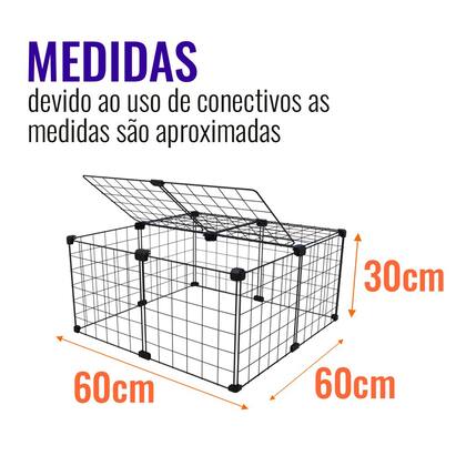 Imagem de Cercado Porquinho da Índia Mini Coelho 60x60cm Preto Gaiola com Teto