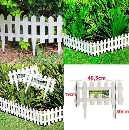 Imagem de Cercas Decorativa Kit 12 Jardim De Plástico Branca
