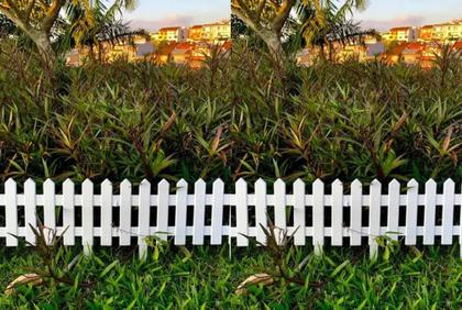 Imagem de Cercas Decorativa Kit 12 Jardim De Plástico Branca