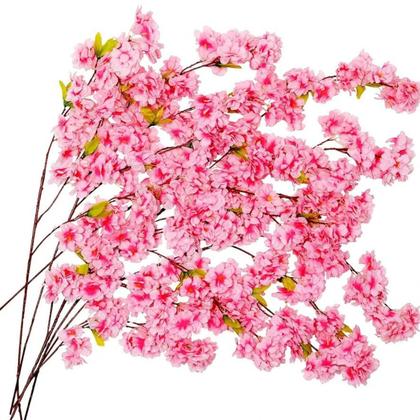 Imagem de Cerejeiras Rosa Flores Delicadas Kit com 10 Galhos