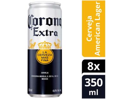 Imagem de Cerveja Corona Extra Pilsen 8 Unidades Lata 350ml