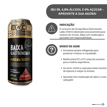 Imagem de Cerveja Lager Baixa Gastronomia 473ml  Puro Malte, Leve e Refrescante, Sem Açúcar ou Carboidratos, 4,8 Álcool