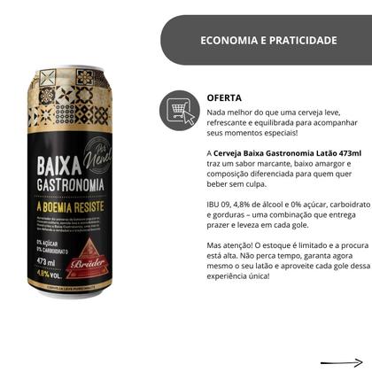 Imagem de Cerveja Lager Baixa Gastronomia 473ml  Puro Malte, Leve e Refrescante, Sem Açúcar ou Carboidratos, 4,8 Álcool