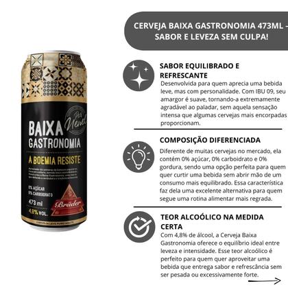 Imagem de Cerveja Lager Baixa Gastronomia 473ml  Puro Malte, Leve e Refrescante, Sem Açúcar ou Carboidratos, 4,8 Álcool