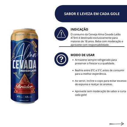 Cerveja Puro Malte Alma Cevada 473ml Leve, Refrescante, Sem Açúcar, Sem ...