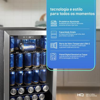 Imagem de Cervejeira Expositor Vertical HQ Vidro Duplo 100 Litros Inox HQ-100CEVPV