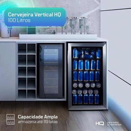 Imagem de Cervejeira Expositor Vertical HQ Vidro Duplo 100 Litros Inox HQ-100CEVPV