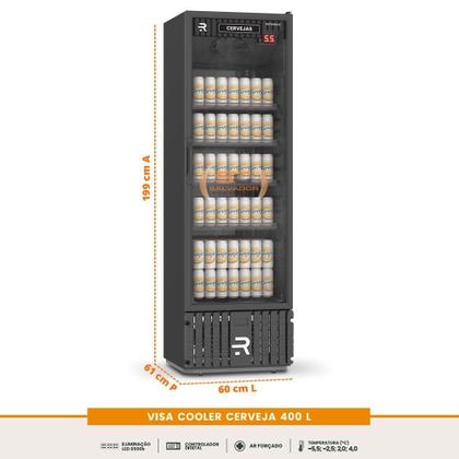 Imagem de Cervejeira Expositora Porta Vidro 400l Vcce400pvpp Preta 220v Refrimate Com Chopeira 3,5l 220v