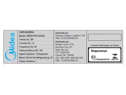 Imagem de Cervejeira Frost Free 82L Midea com Painel Touch MDRX150FGGDX