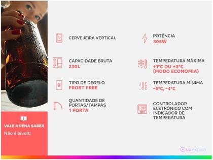 Imagem de Cervejeira Geladeira 228 litros Frost Free Porta Cega Gelopar Inox 220V