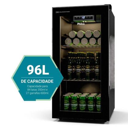 Imagem de Cervejeira Philco PCV09A 96L 3 em 1 com Porta de Vidro Triplo Preta 110V
