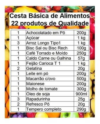 Imagem de Cesta Básica Completa 22 Itens Melhor Qualidade