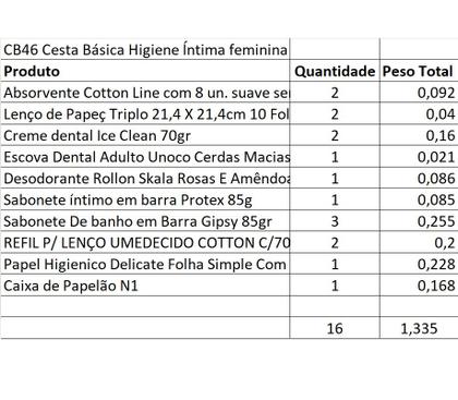 Imagem de Cesta Básica Completa Higiene Íntima feminina 16 Itens