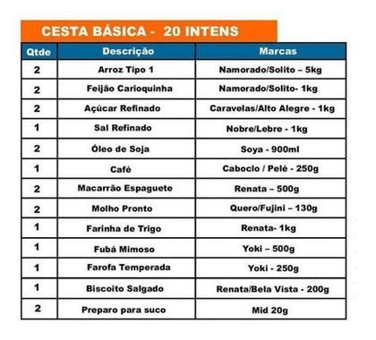 Imagem de Cesta Básica De Alimentos 20 Itens Produtos De Qualidade