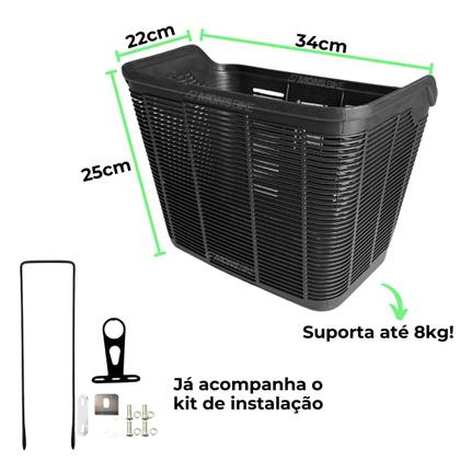 Imagem de Cesta Bike Aro 26 Grande Reforçada Nylon Cestão Para Transporte Bicicleta MTB