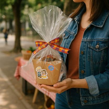 Imagem de Cesta Cachepot c/ 17 Doces Sortido Festa Junina p/ 1 pessoa