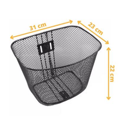 Imagem de Cesta Cestinha Para Bicicleta Aramada Grande Preta