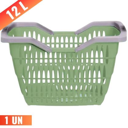 Imagem de Cesta Cestinha Plástica Supermercado Com Alça 12 Litros