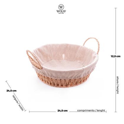 Imagem de Cesta Corda Trançada com Alça Redonda com Forro de Tecido 24x12cm