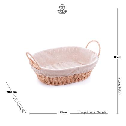 Imagem de Cesta Corda Trançada com Alça Retangular com Forro de Tecido 27x20x12cm