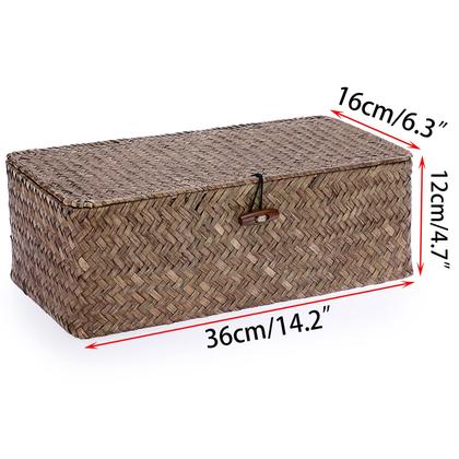 Imagem de Cesta de armazenamento Sumnacon Seagrass com tampa de vime com 3 compartimentos